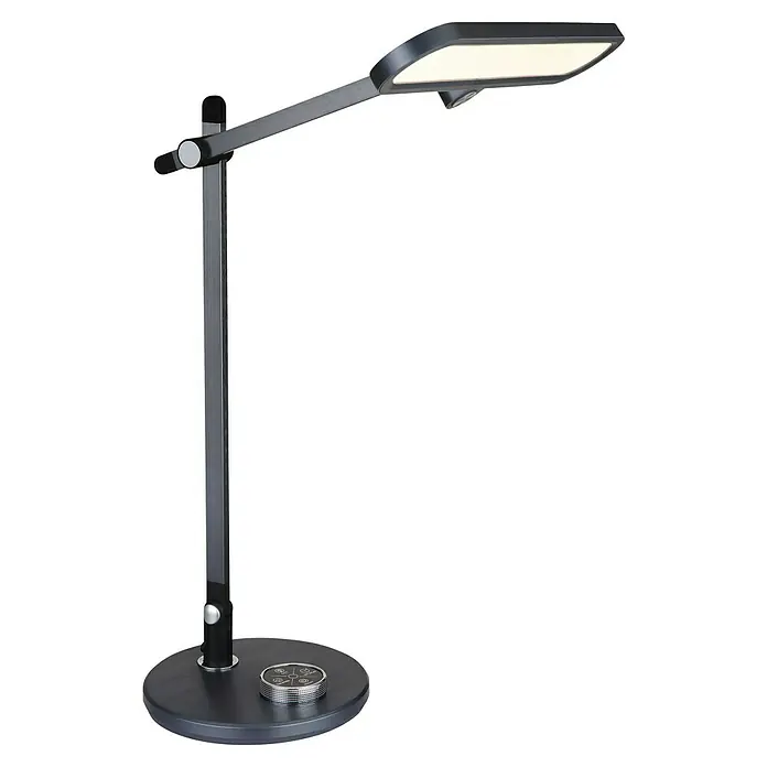 Globo LED-Tischleuchte Berletta - 12 W, L x B x H: 57,5 x 37 x 53 cm, Grau, Mehrfarbig - Moderne, graue LED-Schreibtischlampe mit verstellbarem Arm und Touch-Bedienfeld am runden Sockel für flexible Beleuchtungslösungen.