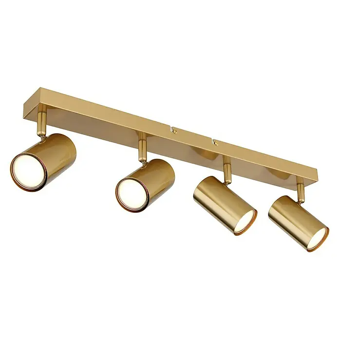 Globo Robby Deckenstrahler - 35 W, L x B x H: 55,5 x 6 x 13,5 cm, Gold, Anzahl Leuchtmittel: 4 Stk. - Goldene Deckenleuchte mit vier Strahlern. Diese stilvolle Leuchte bringt Eleganz in jeden Raum und sorgt für eine gezielte Beleuchtung.