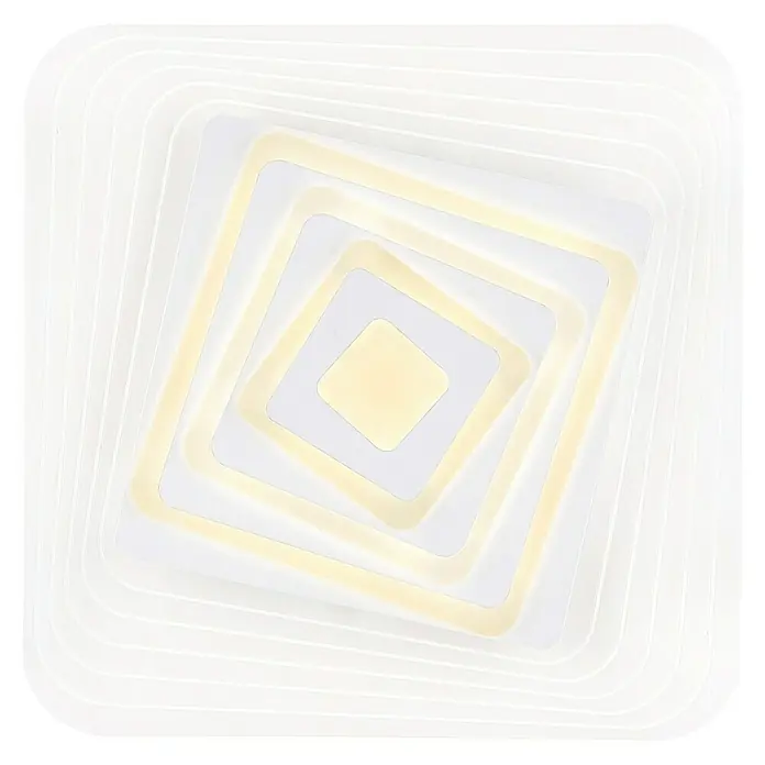 Globo LED-Deckenleuchte Jocely - 40 W, Weiß, Mehrfarbig, L x B x H: 50 x 50 x 6,5 cm - Diese Deckenleuchte verfügt über ein modernes, gestuftes Quadratdesign, das jedem Raum ein stilvolles Ambiente verleiht. Die Beleuchtung ist sanft und einladend.