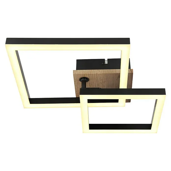 Globo LED-Deckenleuchte Bard - 15 W, L x B x H: 42 x 31 x 8 cm, Holzoptik, Warmweiß - Moderne LED-Wandleuchte mit Rahmen-Design und warmweißem Licht, ideal für stilvolle Innenräume.