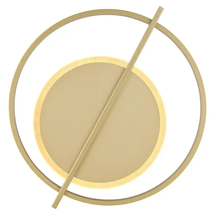 Globo LED-Deckenleuchte Reball - 36 W, Gold, Warmweiß, L x B x H: 40 x 36 x 5 cm, Rund - Elegante LED-Deckenleuchte in Goldoptik. Das moderne Design besticht durch Kreise und eine diagonale Linie und sorgt für eine angenehme Beleuchtung.