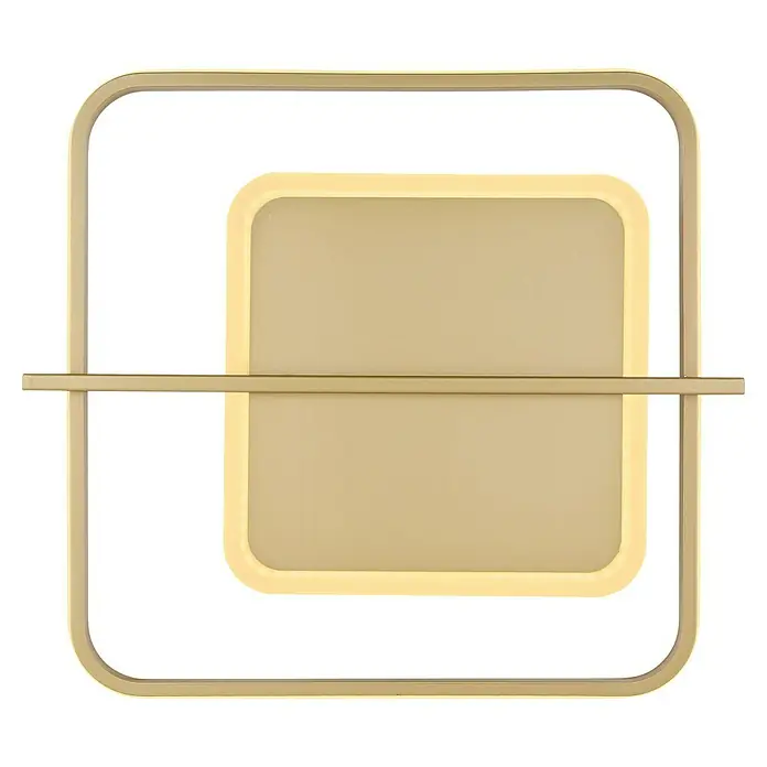 Globo LED-Deckenleuchte Reball - 36 W, Gold, Warmweiß, L x B x H: 40 x 36 x 5 cm, Eckig - Moderne LED-Deckenleuchte mit quadratischem Design und warmem Licht, ideal für stilvolle Innenräume.