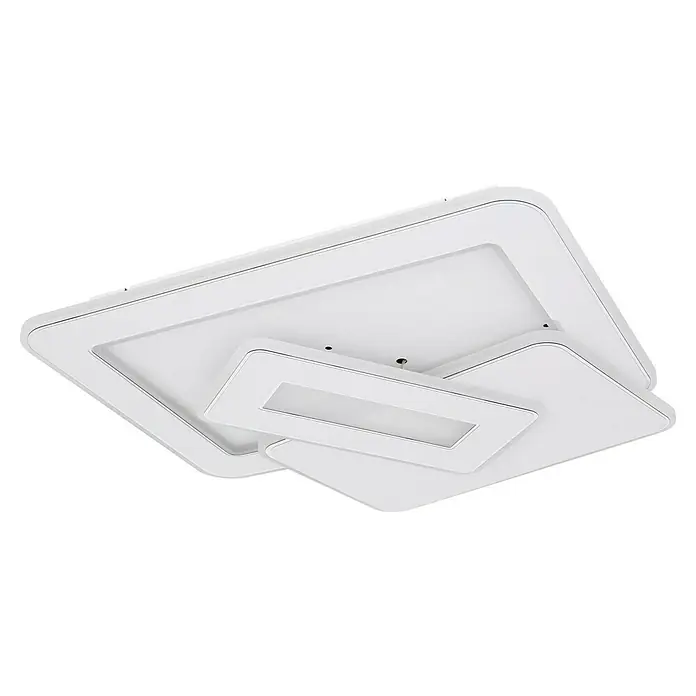 Globo LED-Deckenleuchte Kique - 50 W, Weiß, Mehrfarbig, L x B x H: 49 x 48,5 x 6,8 cm - Moderne LED-Deckenleuchte in Weiß mit geometrischen Formen. Elegantes Design für stilvolle Innenräume und energiesparende Beleuchtung.