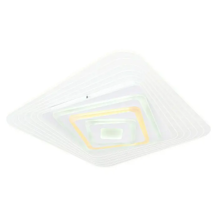 Globo LED-Deckenleuchte Jocely - 40 W, Weiß, Mehrfarbig, L x B x H: 50 x 50 x 6,5 cm - Die Deckenleuchte besticht durch ihr modernes, gestuftes Design mit subtilen Farbnuancen.