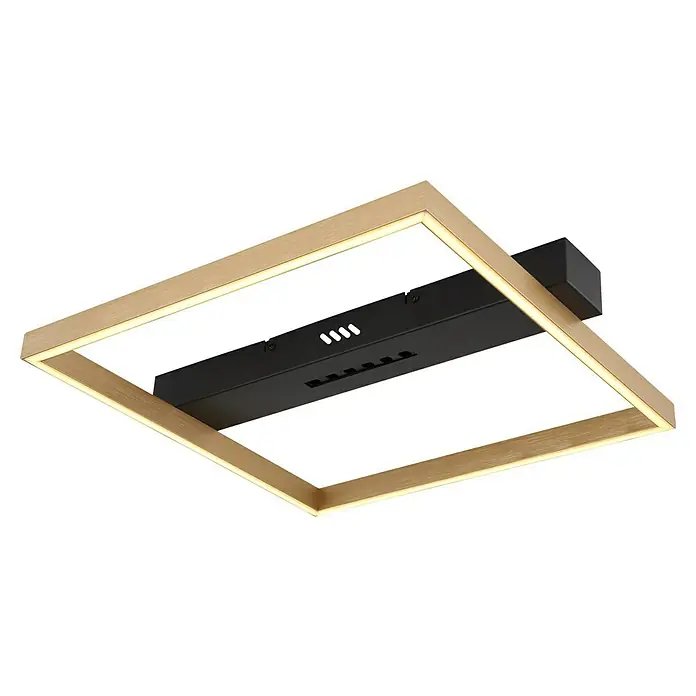 Globo LED-Deckenleuchte Luffy - 24 W, Schwarz/Gold, Warmweiß, L x B x H: 43 x 39,2 x 6,9 cm - Moderne LED-Deckenleuchte mit quadratischem Goldrahmen und schwarzer Basis für stilvolle Beleuchtung.