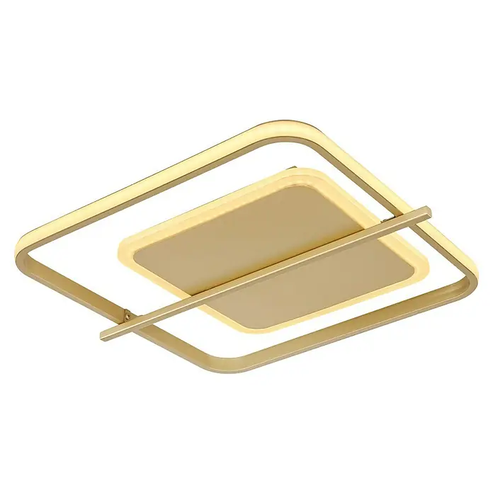 Globo LED-Deckenleuchte Reball - 36 W, Gold, Warmweiß, L x B x H: 40 x 36 x 5 cm, Eckig - Moderne LED-Deckenleuchte mit goldenem Rahmen und geometrischem Design. Ideal für stilvolle Innenräume.