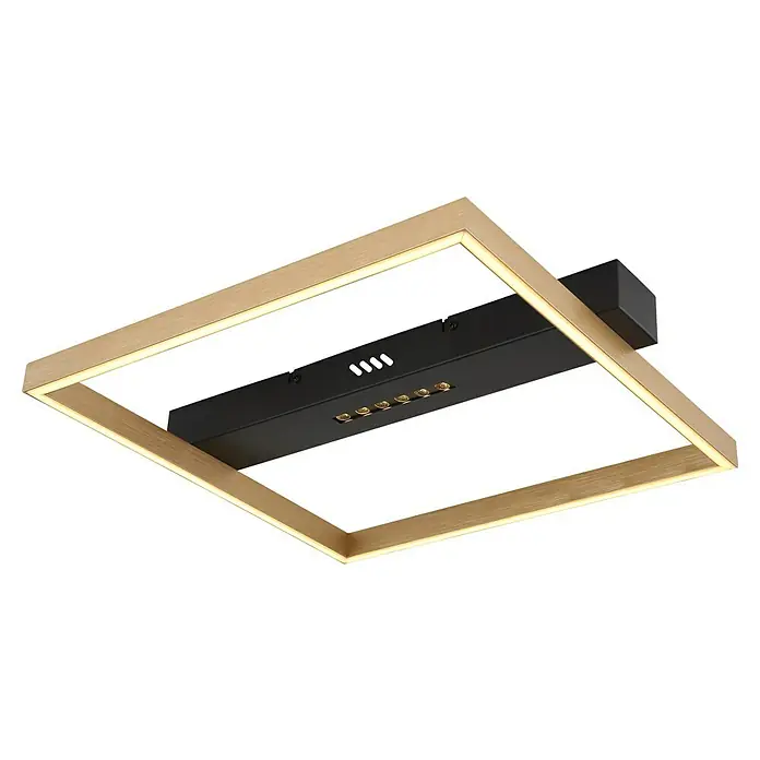 Globo LED-Deckenleuchte Luffy - 24 W, Schwarz/Gold, Warmweiß, L x B x H: 43 x 39,2 x 6,9 cm - Moderne LED-Deckenleuchte mit quadratischem Goldrahmen und schwarzen Akzenten für stilvolle Beleuchtung.