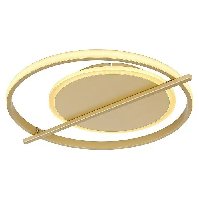 Globo LED-Deckenleuchte Reball - 36 W, Gold, Warmweiß, L x B x H: 40 x 36 x 5 cm, Rund - Goldene LED-Deckenleuchte mit ineinander verschlungenen ovalen Ringen.