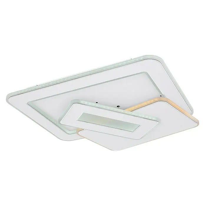 Globo LED-Deckenleuchte Kique - 50 W, Weiß, Mehrfarbig, L x B x H: 49 x 48,5 x 6,8 cm - Eine moderne LED-Deckenleuchte mit rechteckigen Formen und einem schlanken Design. Perfekt für stilvolle Innenräume.