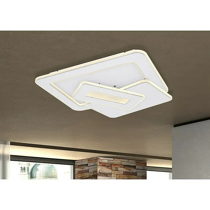 Globo LED-Deckenleuchte Kique - 50 W, Weiß, Mehrfarbig, L x B x H: 49 x 48,5 x 6,8 cm - Moderne LED-Deckenleuchte mit quadratischem Design, ideal für stilvolle Innenräume. Helle und energieeffiziente Beleuchtung für jeden Raum.
