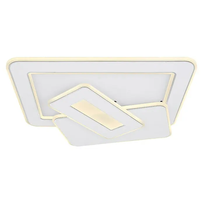 Globo LED-Deckenleuchte Kique - 50 W, Weiß, Mehrfarbig, L x B x H: 49 x 48,5 x 6,8 cm - Moderne LED-Deckenleuchte mit verschachteltem, rechteckigem Design und warmer Beleuchtung für stilvolle Innenräume.