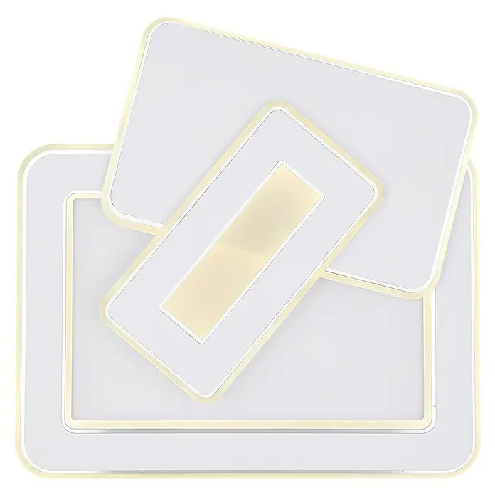Globo LED-Deckenleuchte Kique - 50 W, Weiß, Mehrfarbig, L x B x H: 49 x 48,5 x 6,8 cm - Zwei moderne, rechteckige LED-Deckenleuchten in Weiß mit goldfarbenen Akzenten, die ein stilvolles Ambiente schaffen.
