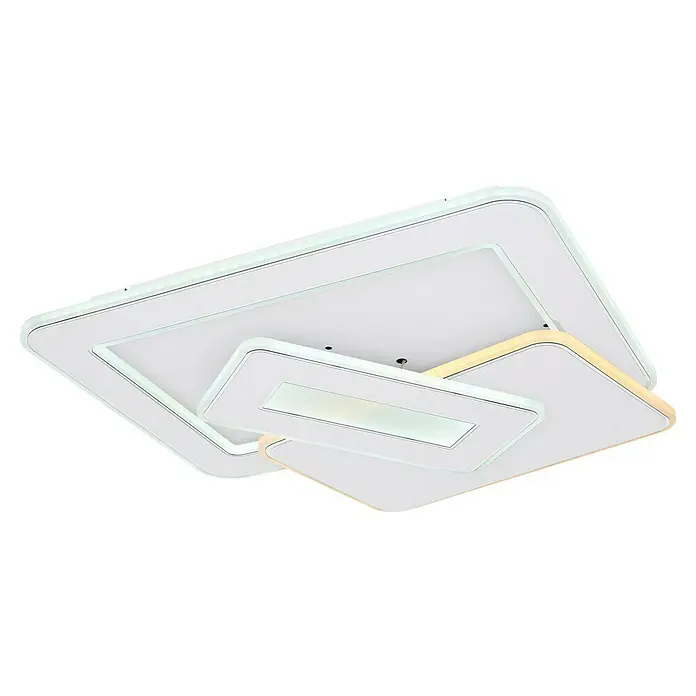 Globo LED-Deckenleuchte Kique - 50 W, Weiß, Mehrfarbig, L x B x H: 49 x 48,5 x 6,8 cm - Moderne LED-Deckenleuchte mit rechteckigem Design. Die Leuchte besteht aus mehreren Ebenen mit unterschiedlichen Lichtfarben.