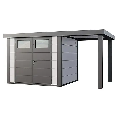 Telluria  Metallgerätehaus Classico 2724 mit Open Lounge S rechts