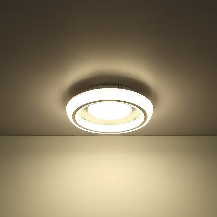 Globo Okrugla stropna LED svjetiljka Sharper  (36 W, Bijela, Topla bijela, Ø x V: 400 x 85 mm) | BAUHAUS