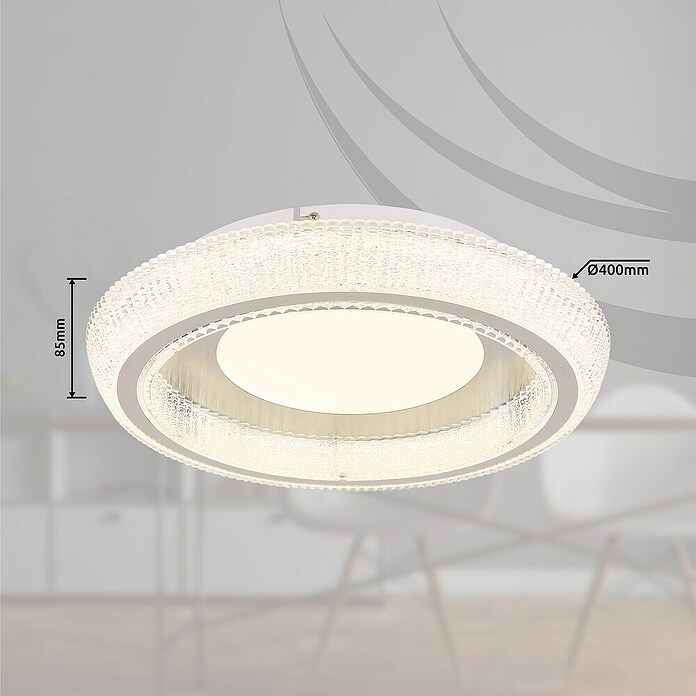Globo Okrugla stropna LED svjetiljka Sharper  (36 W, Bijela, Topla bijela, Ø x V: 400 x 85 mm) | BAUHAUS