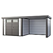 Telluria Metallgerätehaus Classico 2724 mit Lounge S rechts (Außenmaß inkl. Dachüberstand (B x T): 572 x 258 cm, Stahl, Weiß/Anthrazit, Ohne Set) | BAUHAUS