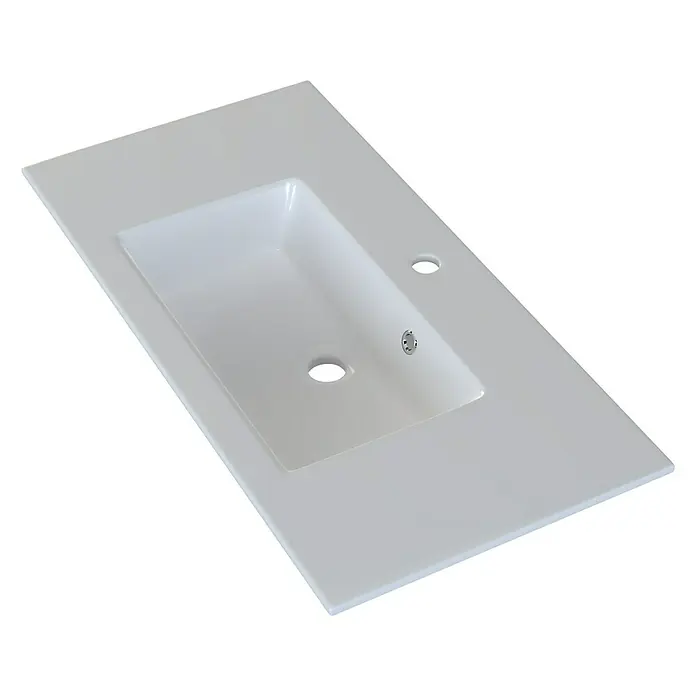 Camargue Espacio Einbauwaschbecken Flex - 80 x 40 cm, Weiß - Eine stilvolle, moderne Waschbeckenplatte in Weiß. Ideal für Badezimmer mit klaren Linien und modernem Design.