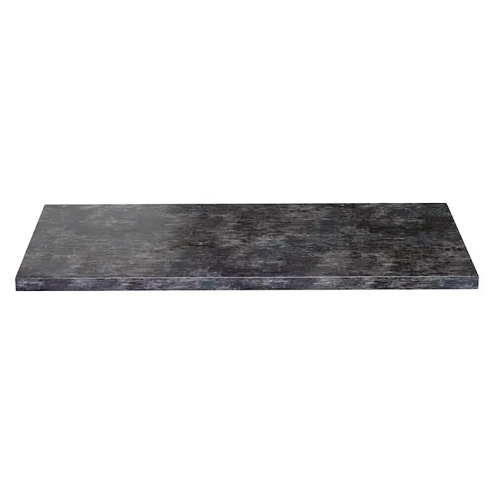 Camargue Espacio Waschtischplatte - 100 x 46 x 3,2 cm, Metallic - Nahaufnahme einer dunklen Arbeitsplatte mit Marmorierung vor schwarzem Hintergrund.