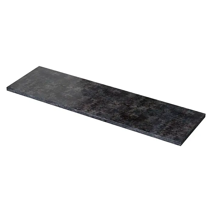 Camargue Espacio Waschtischplatte - 160 x 46 x 3,2 cm, Metallic - Das Bild zeigt eine dunkle, rechteckige Schieferplatte mit einer leicht rauen Oberfläche, ideal für rustikale Dekorationen oder als Servierplatte.