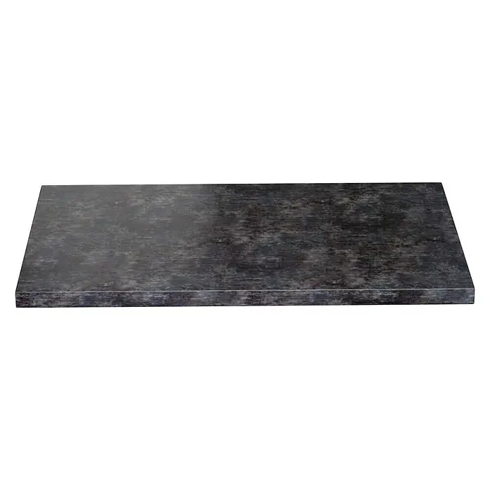 Camargue Espacio Waschtischplatte - 80 x 46 x 3,2 cm, Metallic - Produktbild einer rechteckigen, dunklen Tischplatte mit einer leicht rauen Oberfläche vor einem schwarzen Hintergrund.