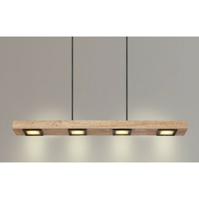 Globo LED-Pendelleuchte Joya (30 W, L x B x H: 75 x 8 x 120 cm, Schwarz/Holz, Warmweiß) | BAUHAUS