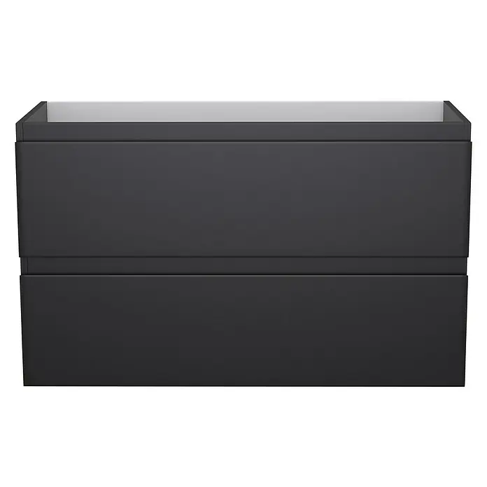 Camargue Espacio Waschtischunterschrank - 100 x 40 x 60 cm, 2 Schubkästen, Gama anthrazit matt - Schwarzfarbiger Waschbeckenunterschrank mit zwei Schubladen, ideal für moderne Badezimmer. Stilvolles und praktisches Design.