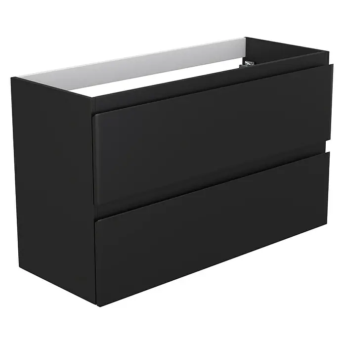 Camargue Espacio Waschtischunterschrank - 100 x 40 x 60 cm, 2 Schubkästen, Gama anthrazit matt - Schwarzer Unterschrank mit zwei Schubladen und weißem Innenrahmen für Badezimmer oder andere Räume.