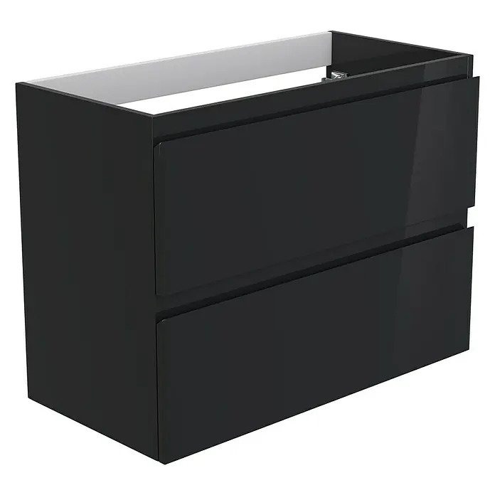 Camargue Espacio Waschtischunterschrank - 80 x 40 x 60 cm, 2 Schubkästen, Gama anthrazit glänzend - Schwarzer Badezimmerunterschrank mit zwei Schubladen, modernes und stilvolles Design für jedes Badezimmer.