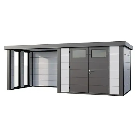 Telluria  Metallgerätehaus Classico 3024 mit Lounge S links inkl. 2 Fenster