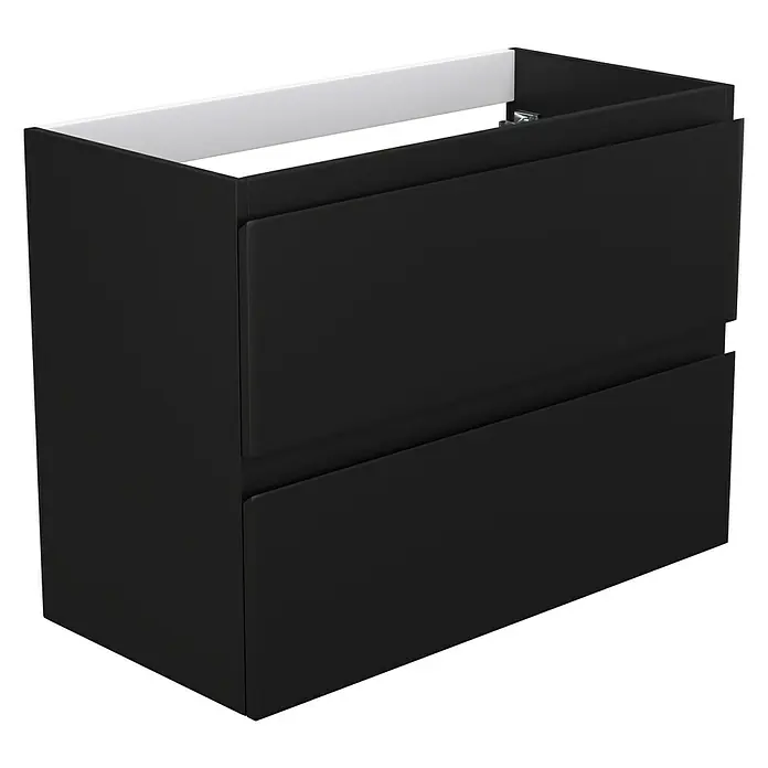 Camargue Espacio Waschtischunterschrank - 80 x 40 x 60 cm, 2 Schubkästen, Gama anthrazit matt - Schwarzer Waschtischunterschrank mit zwei Schubladen und einem weißen Innenraum. Die perfekte Ergänzung für jedes moderne Badezimmer.