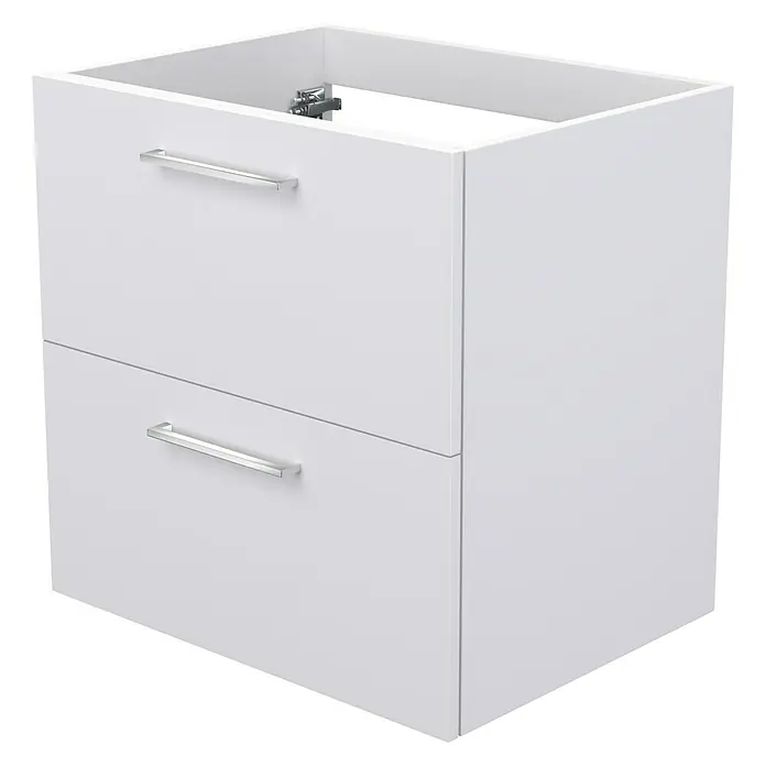 Camargue Espacio Waschtischunterschrank - 60 x 46 x 60 cm, 2 Schubkästen, Mira - Schicker weißer Unterschrank mit zwei Schubladen und modernen Griffen, ideal für Badezimmer oder Küche.