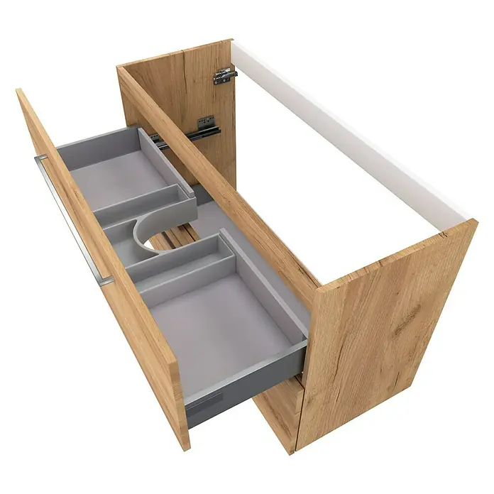 Camargue Espacio Waschtischunterschrank - 100 x 40 x 60 cm, 2 Schubkästen, Doce - Waschtischunterschrank mit Schubladen, offen, Holzoptik. Moderne Badmöbel mit praktischem Stauraum.