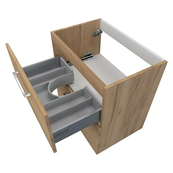 Camargue Espacio Waschtischunterschrank - 60 x 40 x 60 cm, 2 Schubkästen, Doce - Ein Waschtischunterschrank mit Schubladen und Holzstruktur, ideal für jedes Badezimmer. Praktisch und stilvoll.