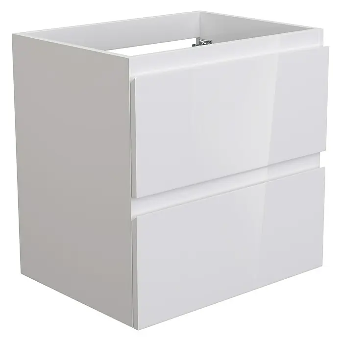 Camargue Espacio Waschtischunterschrank - 60 x 46 x 60 cm, 2 Schubkästen, Gama weiß glänzend - Moderner weißer Badezimmerschrank mit zwei Schubladen und glänzender Oberfläche für ein stilvolles Ambiente im Bad.