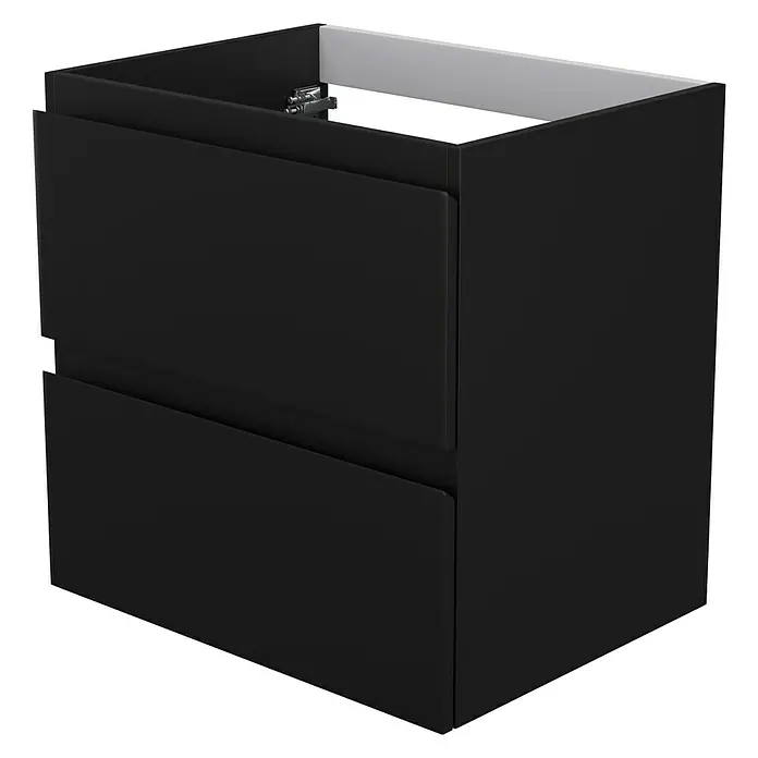Camargue Espacio Waschtischunterschrank - 60 x 46 x 60 cm, 2 Schubkästen, Gama anthrazit matt - Schwarzer Badezimmerschrank mit zwei Schubladen und einem minimalistischen Design.