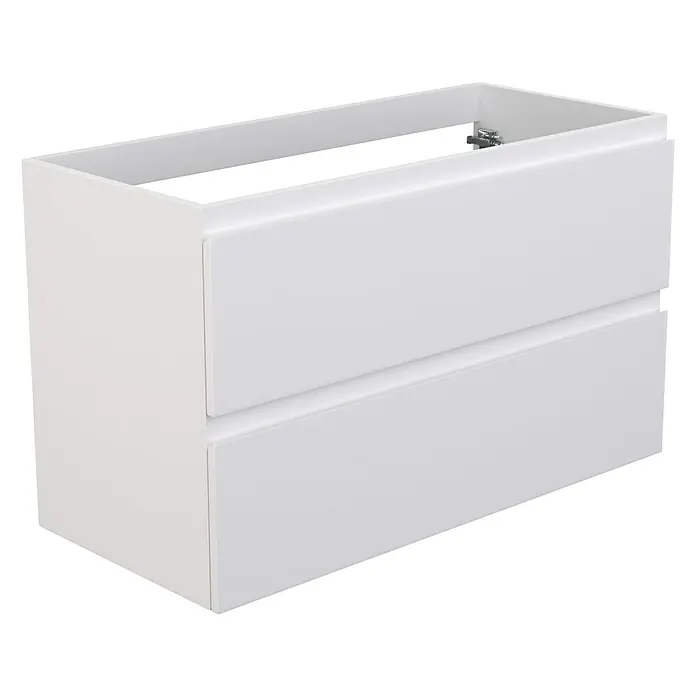Camargue Espacio Waschtischunterschrank - 100 x 46 x 60 cm, 2 Schubkästen, Gama weiß matt - Weißer Badezimmerschrank mit zwei Schubladen für ein modernes und stilvolles Badezimmerdesign.