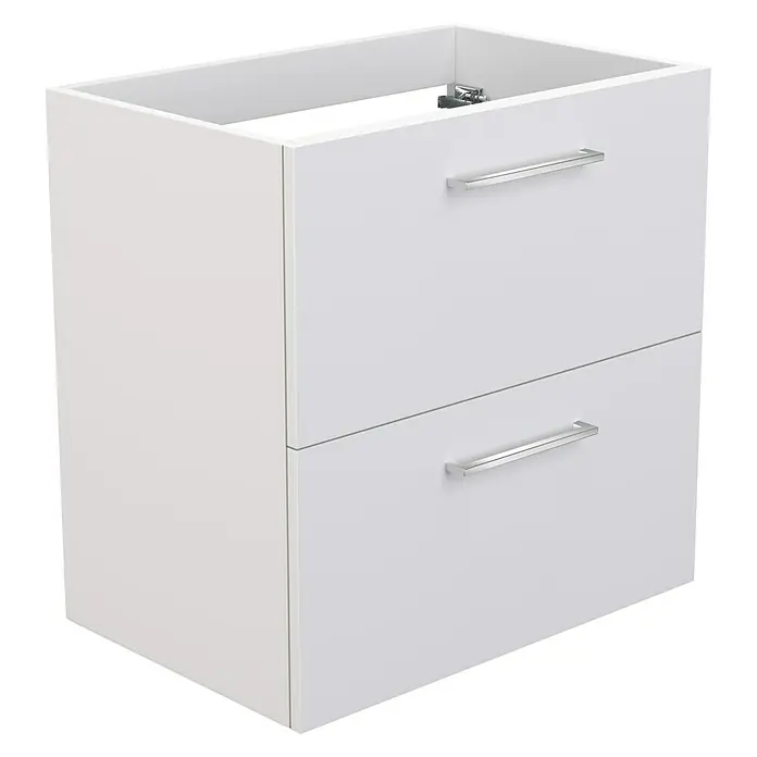 Camargue Espacio Waschtischunterschrank - 60 x 40 x 60 cm, 2 Schubkästen, Mira - Badezimmerschrank mit zwei Schubladen und silbernen Griffen für ein modernes Ambiente im Badezimmer.