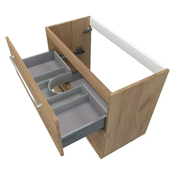 Camargue Espacio Waschtischunterschrank - 80 x 40 x 60 cm, 2 Schubkästen, Doce - Waschtischunterschrank mit Auszügen in Holzoptik, ideal für Badezimmer. Praktische Stauraumlösung.