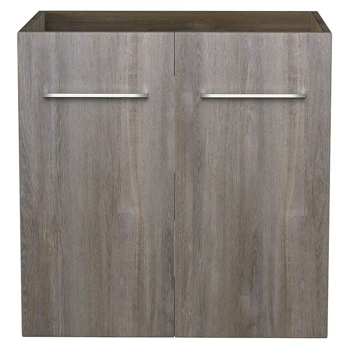 Camargue Espacio Waschtischunterschrank - 60 x 46 x 60 cm, 1 Einlegeboden, Faro - Grauer Holzschrank mit zwei Türen und horizontalen Metallgriffen. Perfekt für moderne Badezimmer, bietet stilvollen Stauraum.