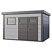 Telluria Metallgerätehaus Classico 3930+ inkl. Elektro-Set (Außenmaß inkl. Dachüberstand (B x T): 408 x 318 cm, Stahl, Lichtgrau/Anthrazit, Inkl. Innenwandverkleidung & Elektro-Set) | BAUHAUS