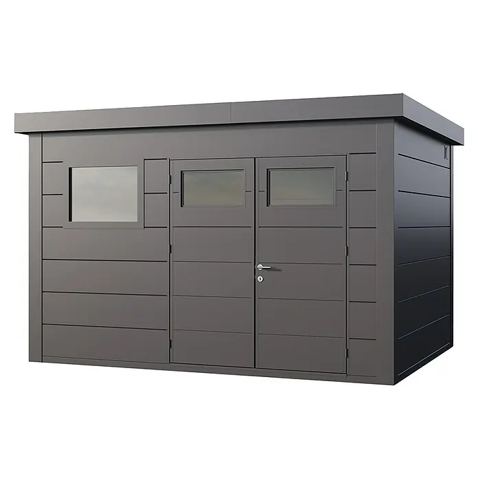Telluria Metallgerätehaus Classico 3930+ inkl. Elektro-Set - Außenmaß inkl. Dachüberstand (B x T): 408 x 318 cm, Stahl, Anthrazit, Inkl. Innenwandverkleidung & Elektro-Set - Modernes Gerätehaus mit Fenster und Tür. Das Gerätehaus bietet Stauraum und ist optisch ansprechend gestaltet.