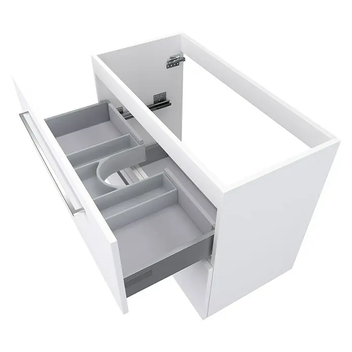 Camargue Espacio Waschtischunterschrank - 80 x 40 x 60 cm, 2 Schubkästen, Mira - Der moderne Waschtischunterschrank in Weiß mit praktischer Schublade bietet stilvollen Stauraum im Badezimmer.