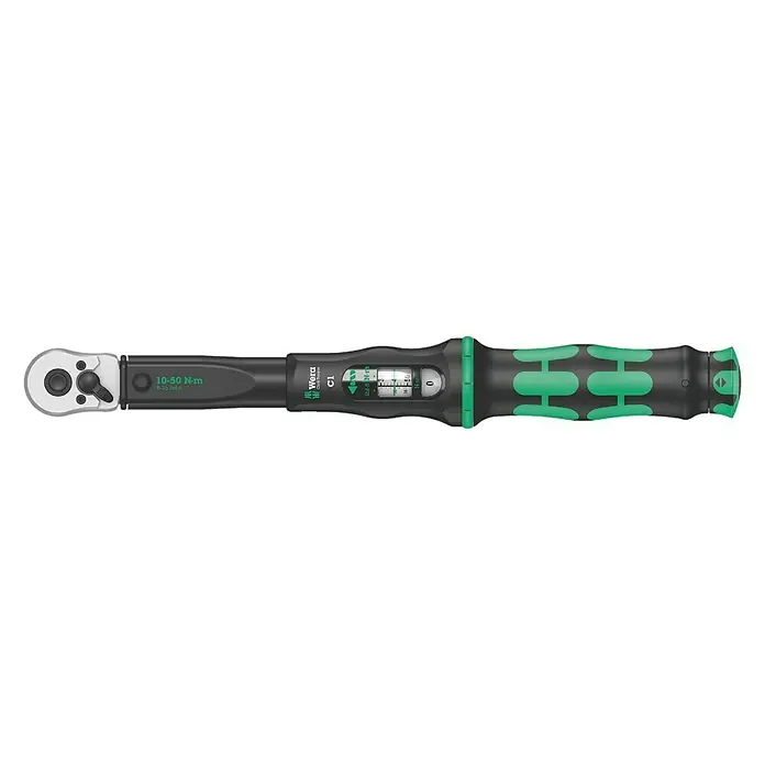 Wera Drehmomentschlüssel Click-Torque B 1 - Antriebsgröße: ⅜″, Einstellungsbereich: 10 Nm - 50 Nm - Ein Wera Click Torque C1 Drehmomentschlüssel, ideal für präzise Schraubarbeiten mit einstellbarem Drehmomentbereich für vielfältige Anwendungen.