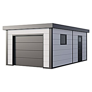 Telluria Garage 3663 (Außenbreite inkl. Dachüberstand: 538 cm, Außentiefe inkl. Dachüberstand: 358 cm, Weiß/Anthrazit, Stahl)