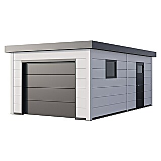 Telluria Garage 3663 (Weiß/Weiß, Stahl, Außenmaß inkl. Dachüberstand (B x T): 538 x 358 cm)