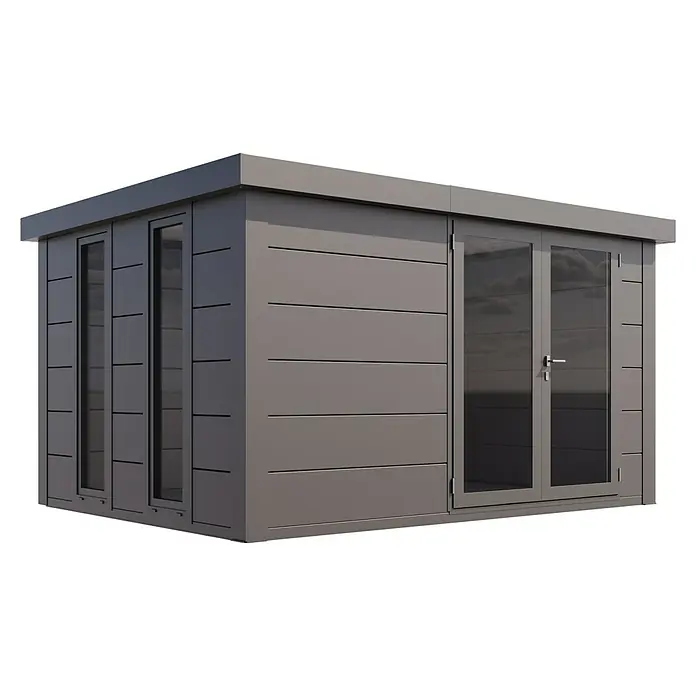 Telluria Gartenhaus Luminato 3930 inkl. Elektro-Set - Außenmaß inkl. Dachüberstand (B x T): 408 x 318 cm, Stahl, Anthrazit, Inkl. Innenwandverkleidung & Elektro-Set - Modernes Gartenhaus mit schlichtem Design und großen Fensterflächen für viel Tageslicht im Innenraum. Die ideale Ergänzung für jeden Garten.