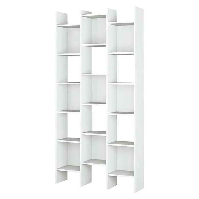 Estantería de madera Italian - Al x An x Pr: 192 x 96 x 25 cm, Número de baldas: 15 ud., Atornillado, Blanco - Librería blanca con múltiples estantes. Ideal para salón, dormitorio u oficina. Perfecto para guardar libros y decoración.