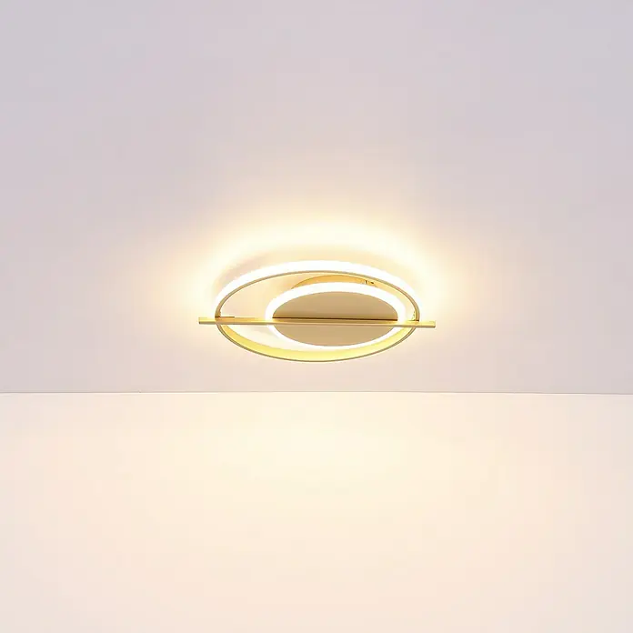 Globo LED-Deckenleuchte Reball - 36 W, Gold, Warmweiß, L x B x H: 40 x 36 x 5 cm, Rund - Moderne Deckenleuchte mit goldenem Finish. Elegantes Design mit kreisförmigen Elementen, das jedem Raum einen Hauch von Stil verleiht.