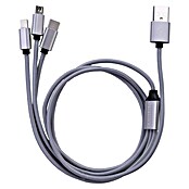 BAUHAUS Cable de carga USB (Plateado, 1 m, Conector USB A, conector USB C, conector USB Micro, conector Lightning)